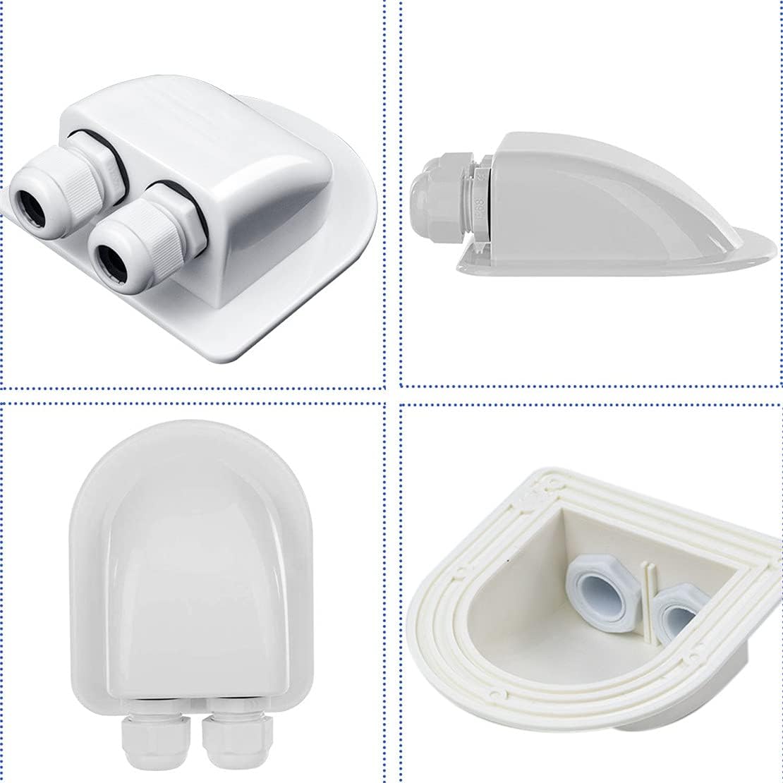 Solar Cable Entry Gland - Waterproof Double Connector Cover, Photovoltaic Plastic Bracket Curved ABS Dual Entry Housing for RV, Caravan Boat Panels - Image 4
