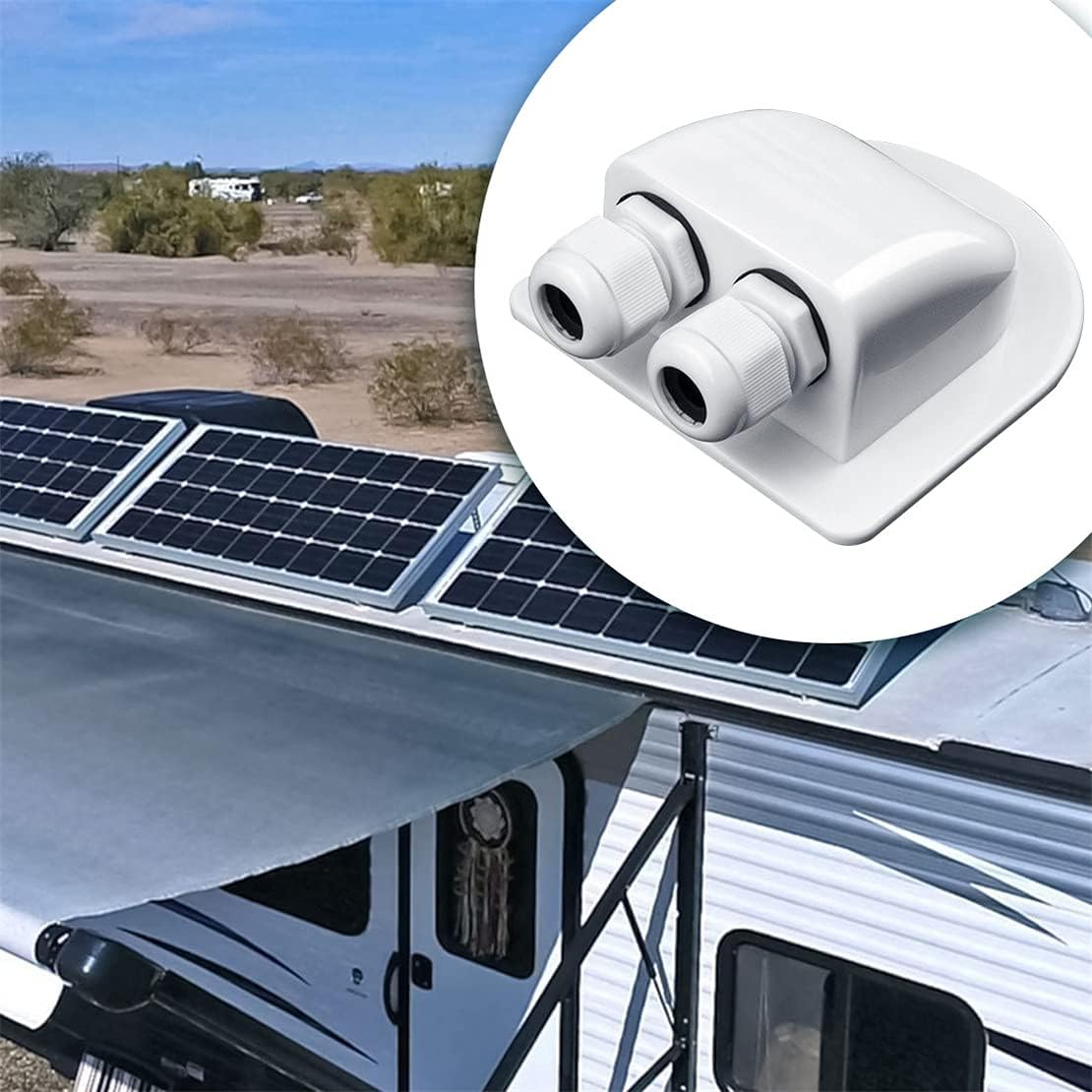 Solar Cable Entry Gland - Waterproof Double Connector Cover, Photovoltaic Plastic Bracket Curved ABS Dual Entry Housing for RV, Caravan Boat Panels - Image 6