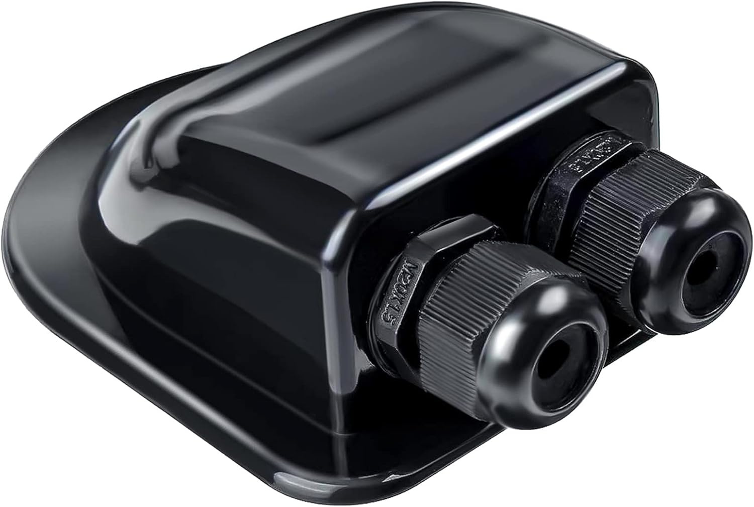 Solar Cable Entry Gland - Waterproof Double Connector Cover, Photovoltaic Plastic Bracket Curved ABS Dual Entry Housing for RV, Caravan Boat Panels - Image 1