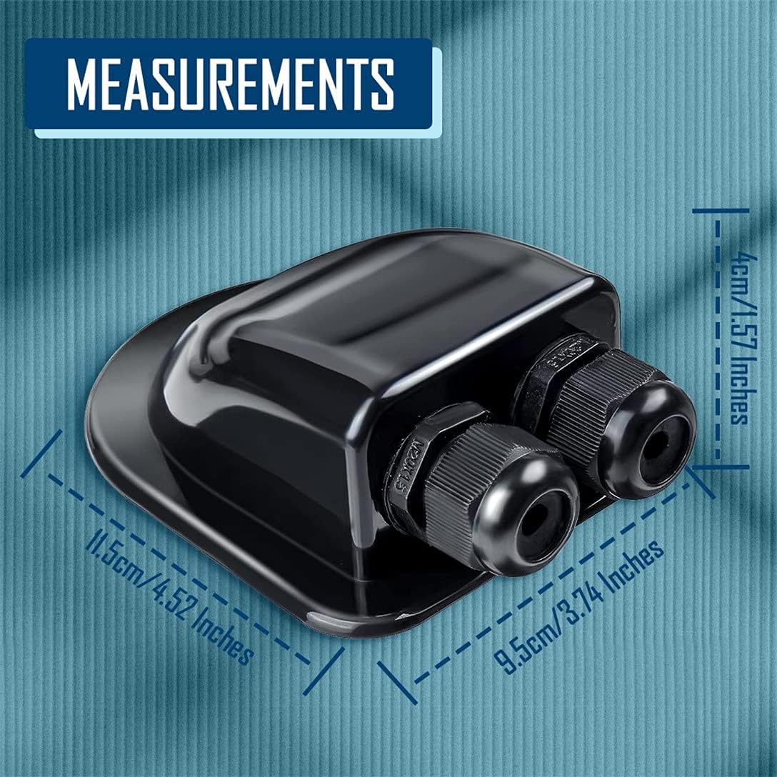 Solar Cable Entry Gland - Waterproof Double Connector Cover, Photovoltaic Plastic Bracket Curved ABS Dual Entry Housing for RV, Caravan Boat Panels - Image 2