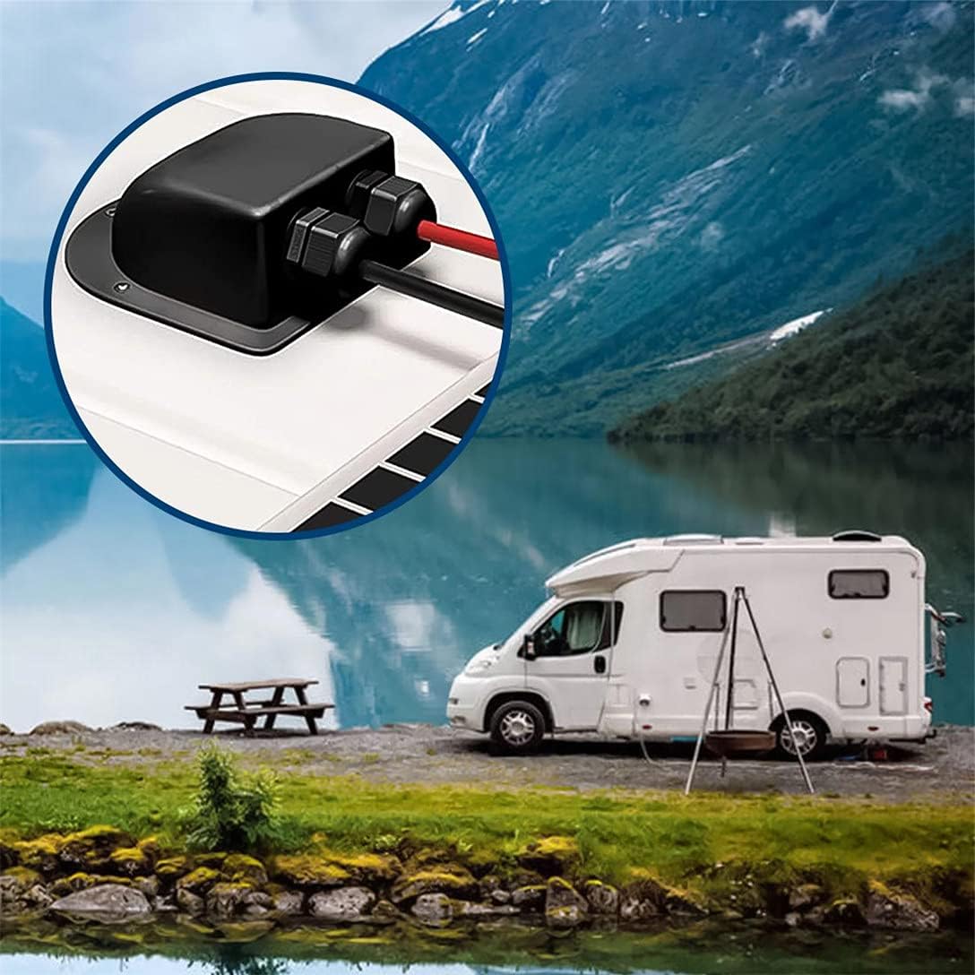 Solar Cable Entry Gland - Waterproof Double Connector Cover, Photovoltaic Plastic Bracket Curved ABS Dual Entry Housing for RV, Caravan Boat Panels - Image 5