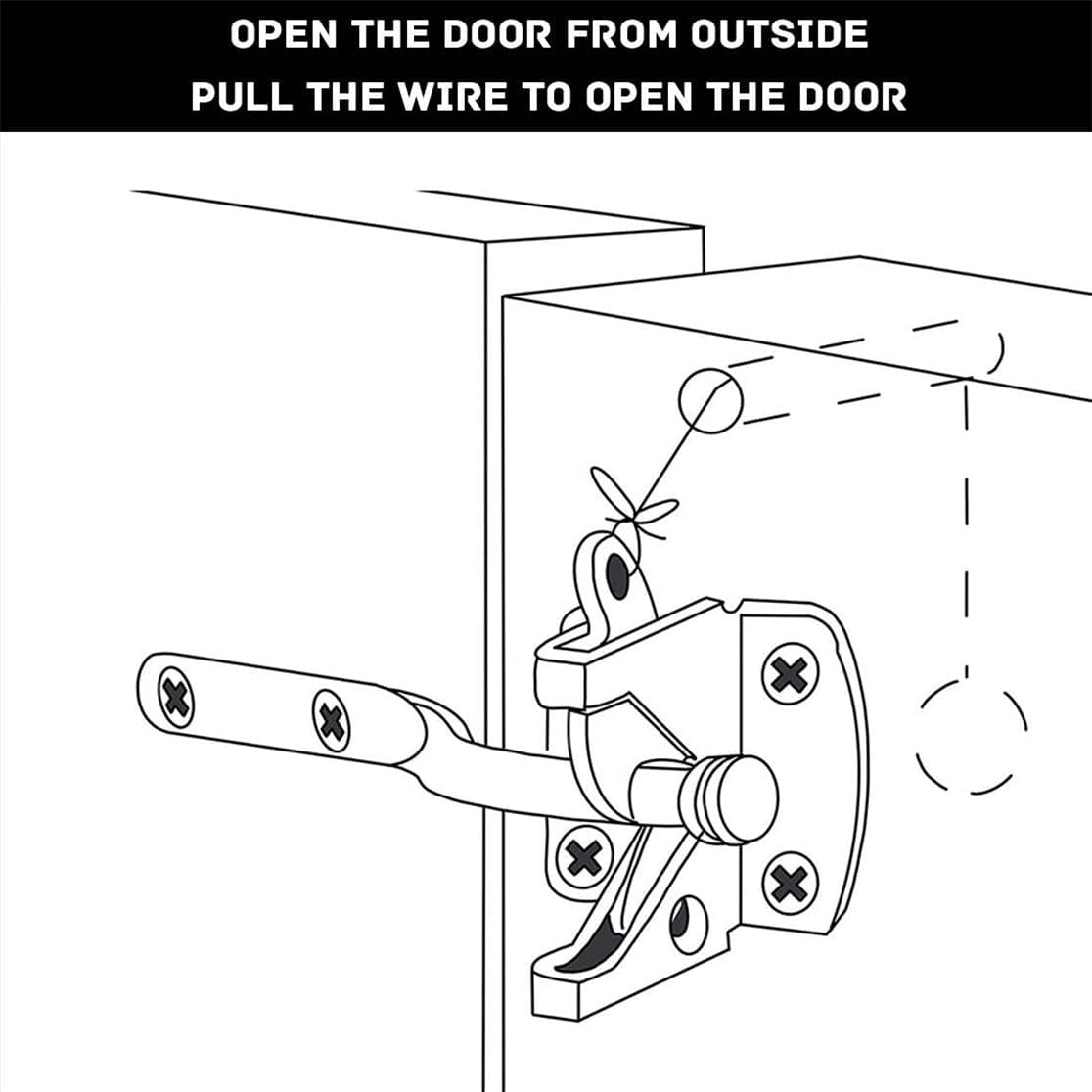 Gate Latch Self Locking Fence Gate Latch Automatic Gate Latch Door Latches with Pull Cable for Wooden Fence Gates Door, Black - Image 5