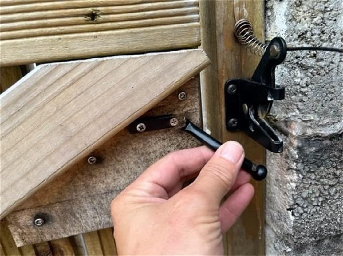 Gate Latch Self Locking Fence Gate Latch Automatic Gate Latch Door Latches with Pull Cable for Wooden Fence Gates Door, Black - Image 7