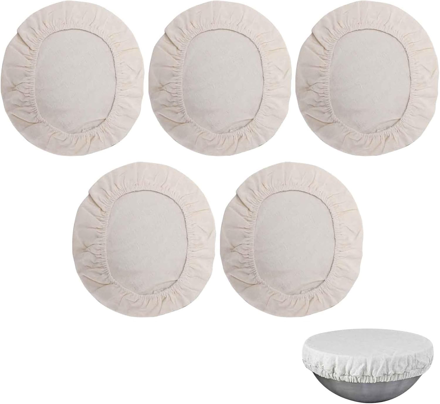 Sourdough Starter Bowl Covers 5PCS Reusable Sourdough Starter Jar Cloth Cover Elastic Fabric Caps Bread Proofing Bowl Lid Dough Basket Cover - Image 1