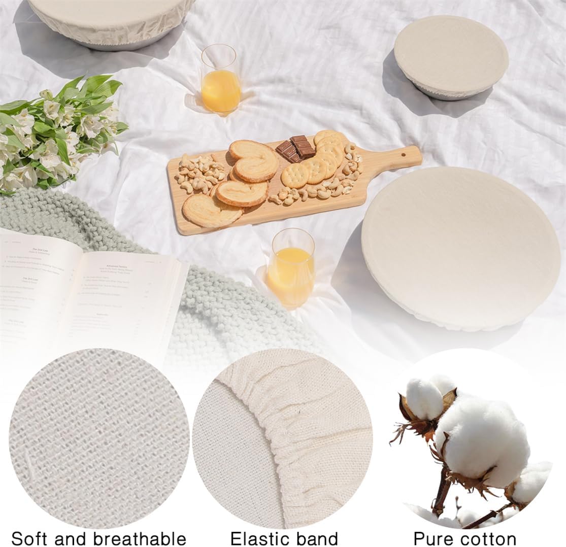 Sourdough Starter Bowl Covers 5PCS Reusable Sourdough Starter Jar Cloth Cover Elastic Fabric Caps Bread Proofing Bowl Lid Dough Basket Cover - Image 3