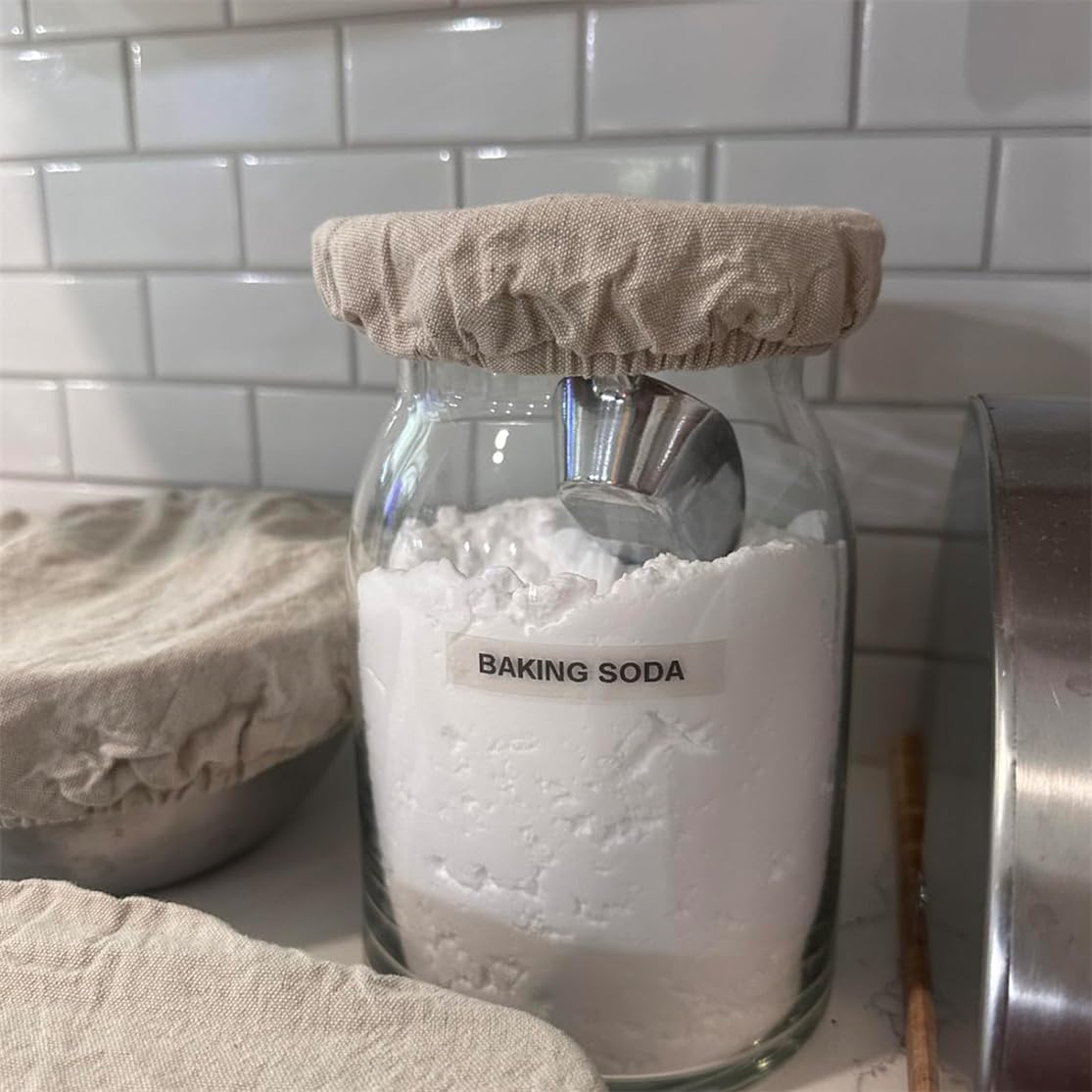 Sourdough Starter Bowl Covers 5PCS Reusable Sourdough Starter Jar Cloth Cover Elastic Fabric Caps Bread Proofing Bowl Lid Dough Basket Cover - Image 7