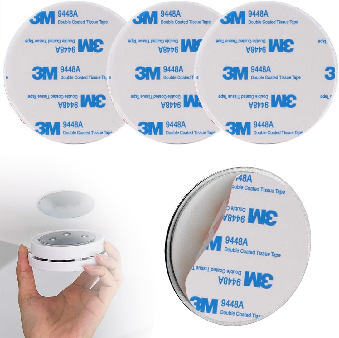 Magnetic Smoke Detector Sticky Pads Magnetic Adhesive Pads 3PCS Magnetic Smoke Alarm Fixing Mount No Drilling Magnet Holder Installation Tool for Smoke Fire Alarms Detector - Image 1