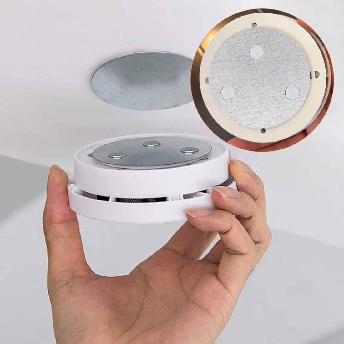 Magnetic Smoke Detector Sticky Pads Magnetic Adhesive Pads 3PCS Magnetic Smoke Alarm Fixing Mount No Drilling Magnet Holder Installation Tool for Smoke Fire Alarms Detector - Image 6