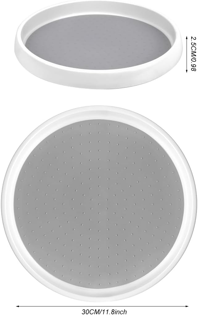 Lazy Susan Turntable Non-Skid Spice Turntable Rack 12-Inch Pantry Storage Organizers for Cabinet Kitchen Fridge Bathroom Countertop Organizing - Image 2