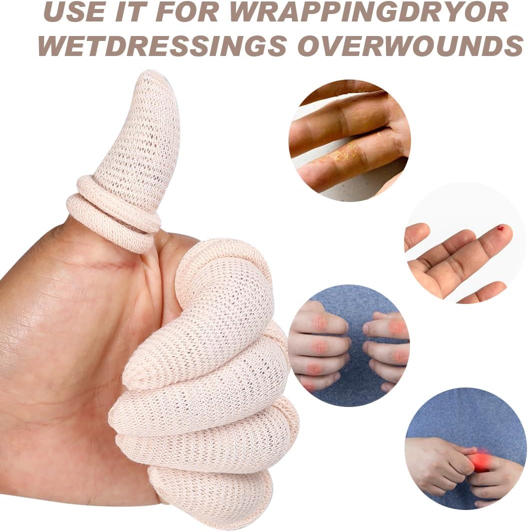 Thumb Bandage Finger Bandages 30 PCS Tubular Finger Stall Bandage Cotton Finger Cots Elastic Fingertip Protectors for Sprains Sports Kitchen Gardening Work - Image 5