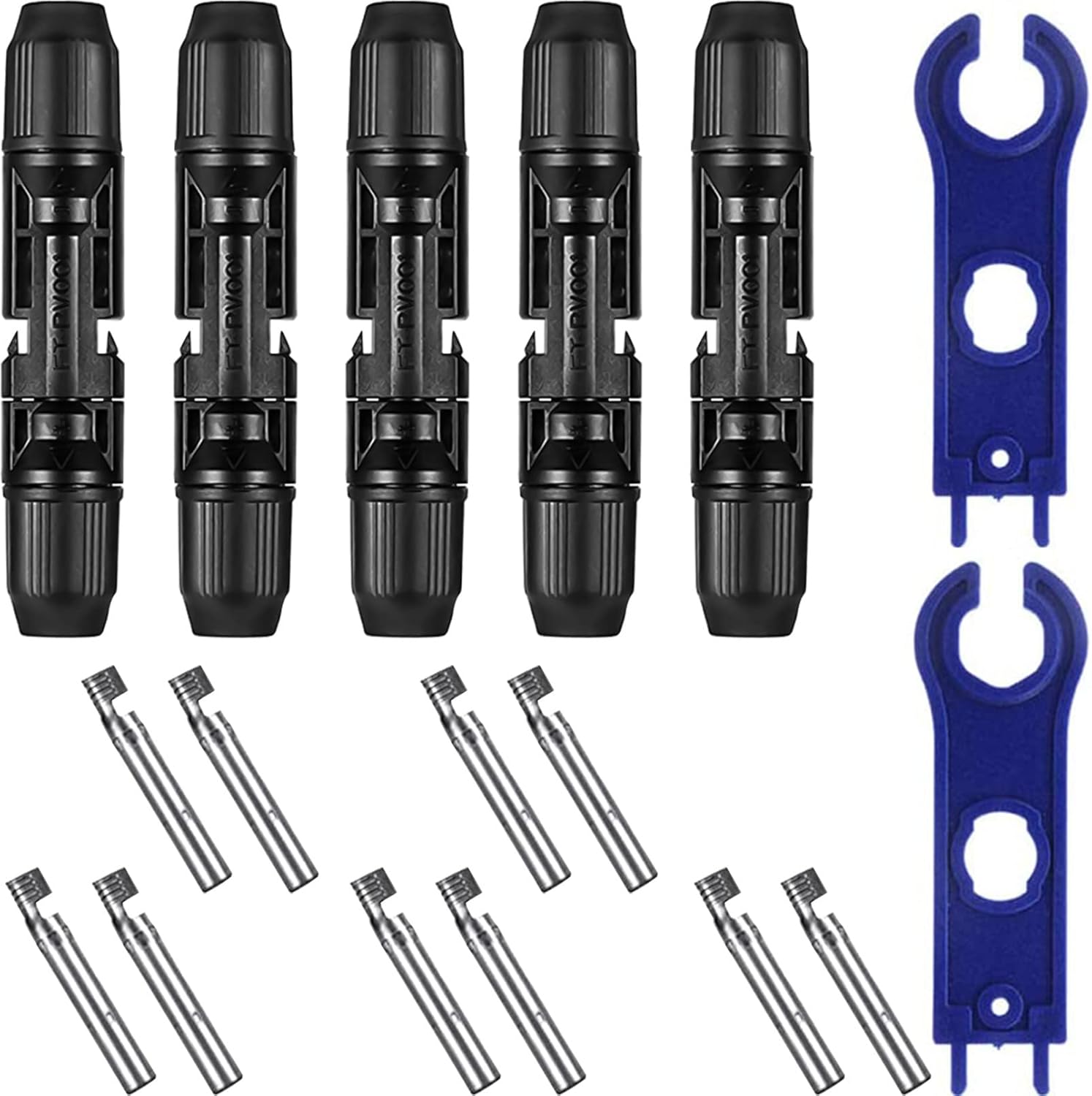 Solar Connectors MC4 Kit Solar Panel Cable Connector Entry Gland with Spanners Male and Female for Kinds Solar Wires Waterproof 5 Pairs - Image 1