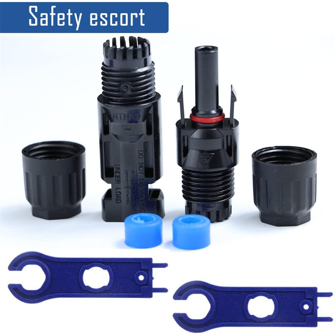 Solar Connectors MC4 Kit Solar Panel Cable Connector Entry Gland with Spanners Male and Female for Kinds Solar Wires Waterproof 5 Pairs - Image 2
