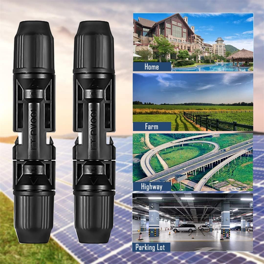 Solar Connectors MC4 Kit Solar Panel Cable Connector Entry Gland with Spanners Male and Female for Kinds Solar Wires Waterproof 5 Pairs - Image 5