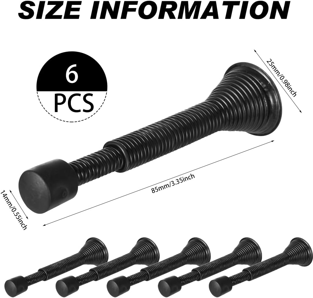 Spring Door Stop Door Stopper for Wall 6 Pack Flexible Door Stops with Rubber Bumper for Bottom of Door - Image 2