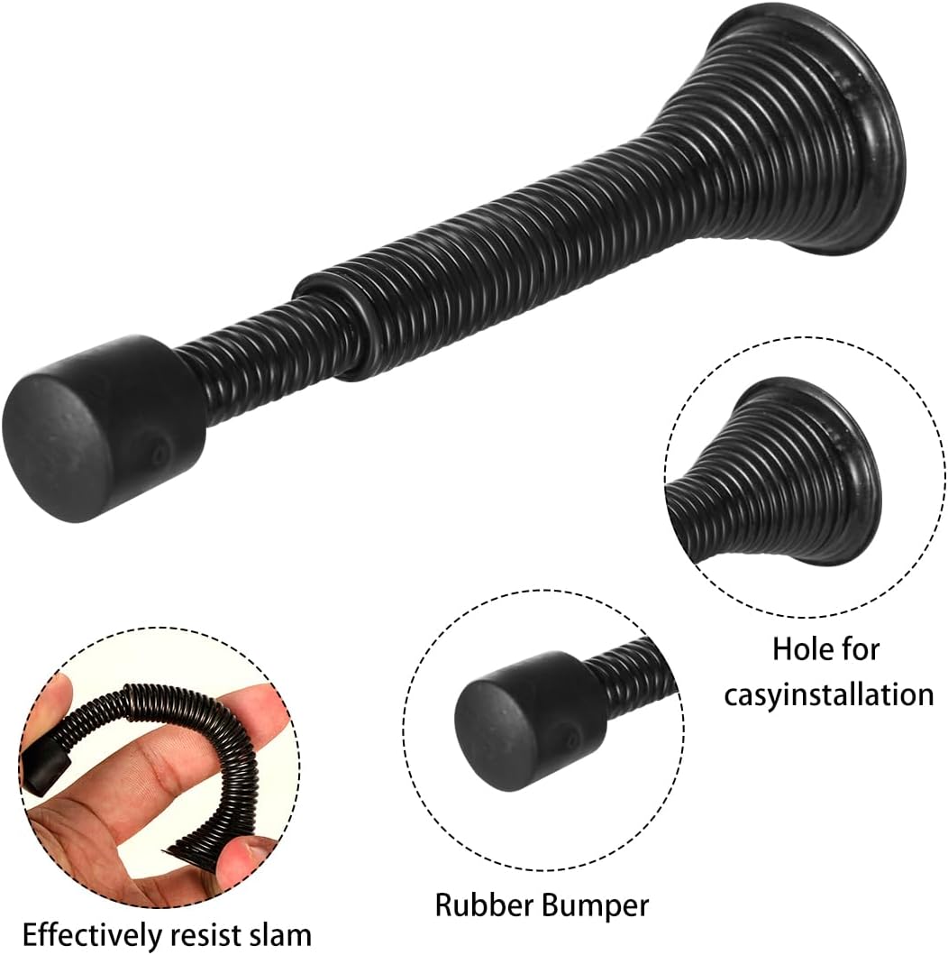 Spring Door Stop Door Stopper for Wall 6 Pack Flexible Door Stops with Rubber Bumper for Bottom of Door - Image 4