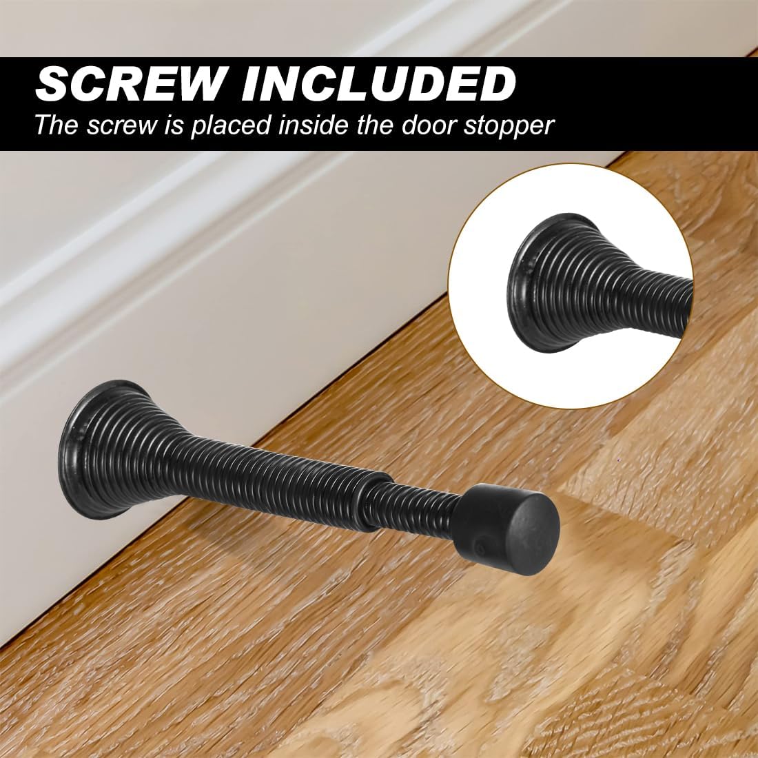 Spring Door Stop Door Stopper for Wall 6 Pack Flexible Door Stops with Rubber Bumper for Bottom of Door - Image 5