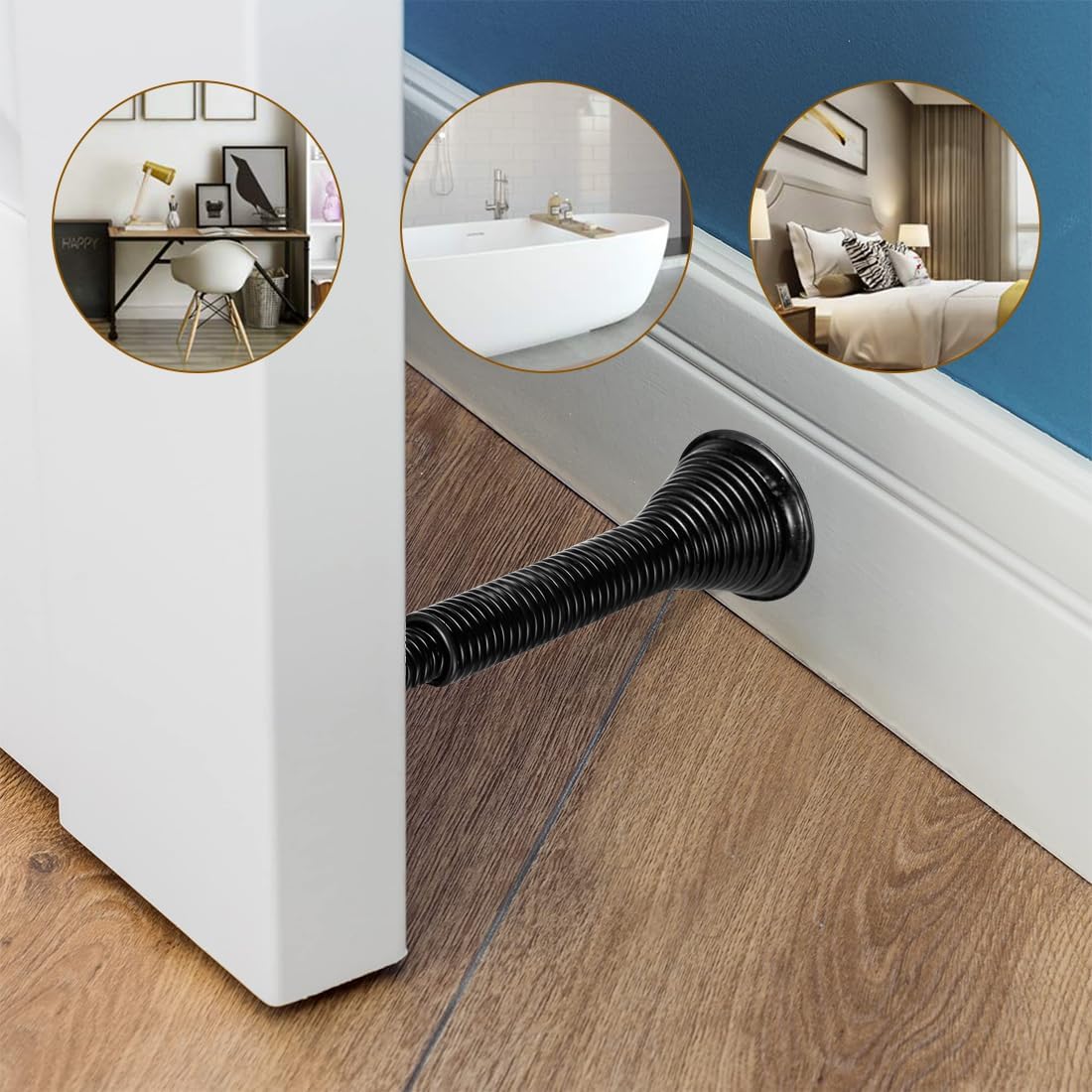Spring Door Stop Door Stopper for Wall 6 Pack Flexible Door Stops with Rubber Bumper for Bottom of Door - Image 6