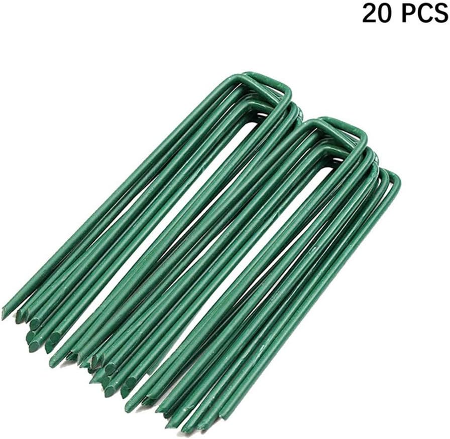 IME Garden Staples U Shaped Ground Anchors Stakes Pegs Pins Spikes for Securing Lawn Farm Sod Barrier Landscape Grass Fabric Netting Green 15CM 20Pack - Image 2