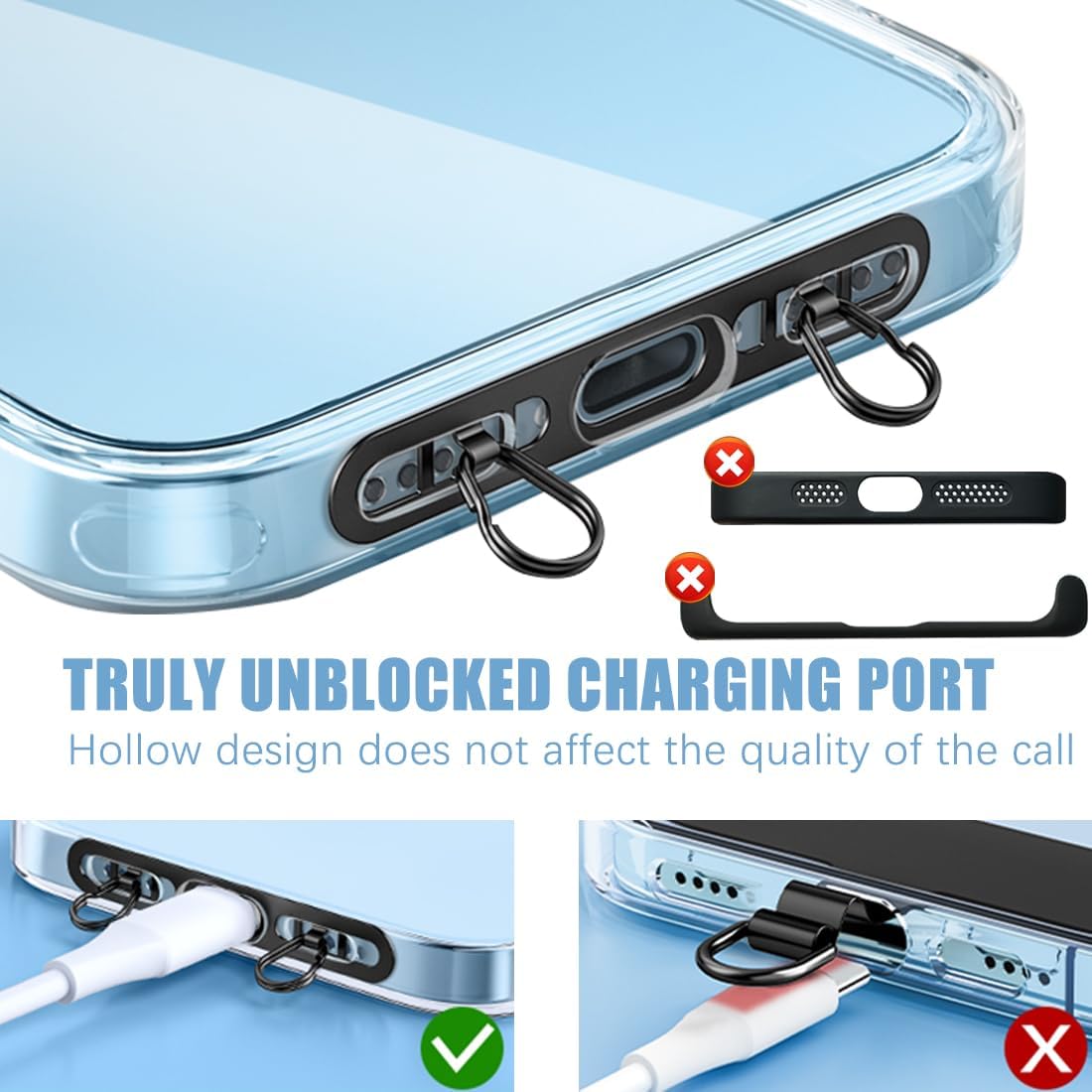 Phone Lanyard Pads 2PCS Universal Cell Phone Tether Tab Metal Ultra Thin Patch Non-Adhesive Phone Patches for Most Smartphones Cases (Black), Black, 4.6X 0.7CM - Image 3