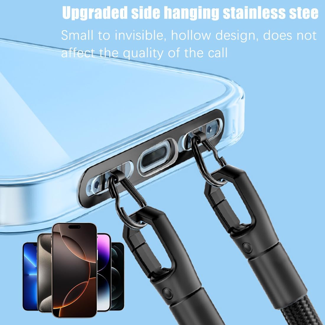 Phone Lanyard Pads 2PCS Universal Cell Phone Tether Tab Metal Ultra Thin Patch Non-Adhesive Phone Patches for Most Smartphones Cases (Black), Black, 4.6X 0.7CM - Image 7
