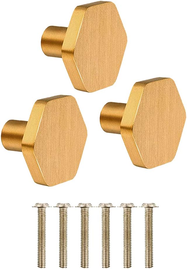 IME Drawer Knobs, Brass Cabinet Door Knobs Furniture Cupboard Pull Handle Wardrobe Dressers Knobs Hardware with Screw 3PCS [30X20MM] - Image 1