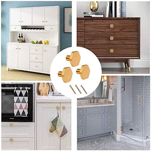 IME Drawer Knobs, Brass Cabinet Door Knobs Furniture Cupboard Pull Handle Wardrobe Dressers Knobs Hardware with Screw 3PCS [30X20MM] - Image 2