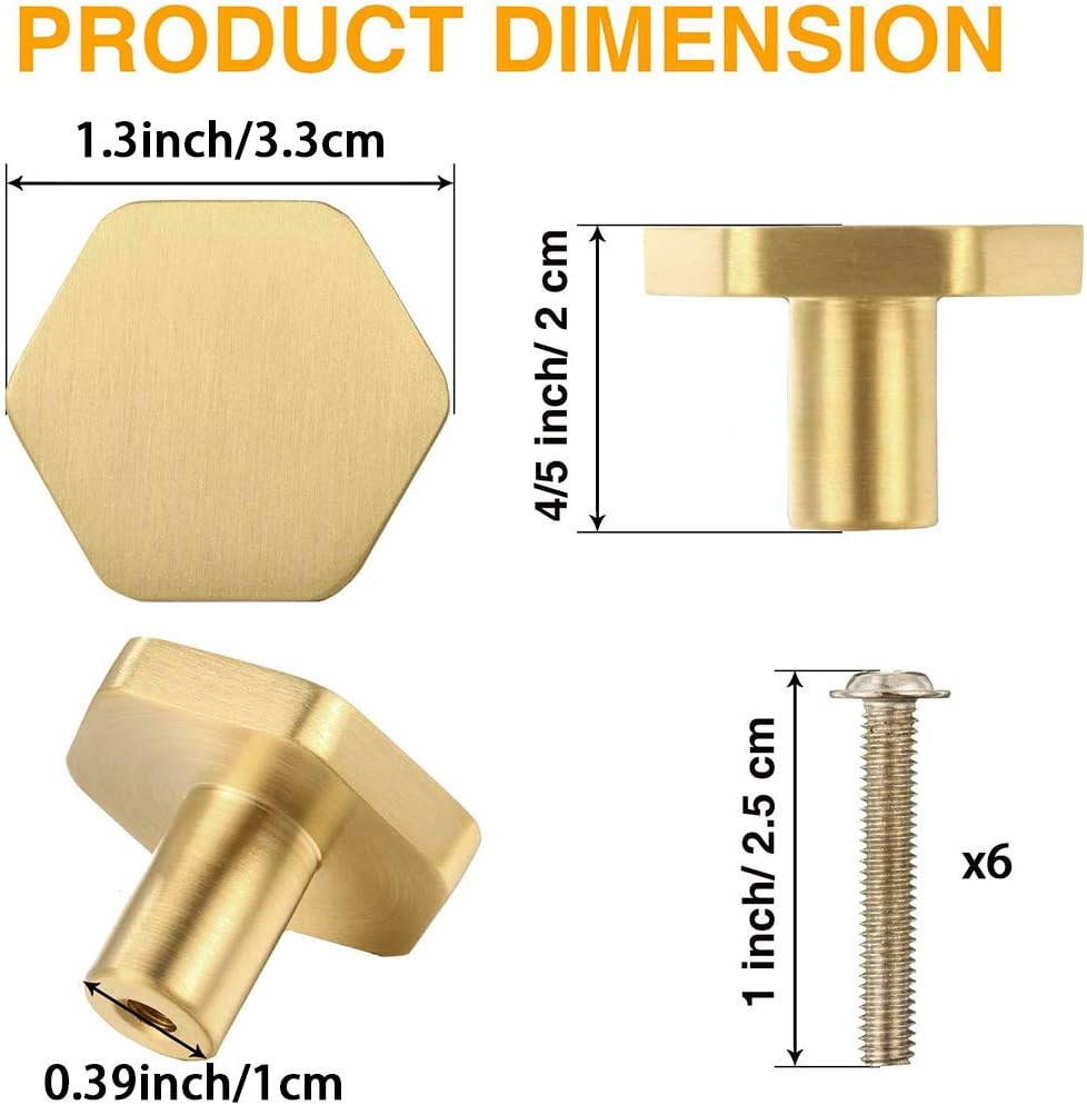 IME Drawer Knobs, Brass Cabinet Door Knobs Furniture Cupboard Pull Handle Wardrobe Dressers Knobs Hardware with Screw 3PCS [30X20MM] - Image 3