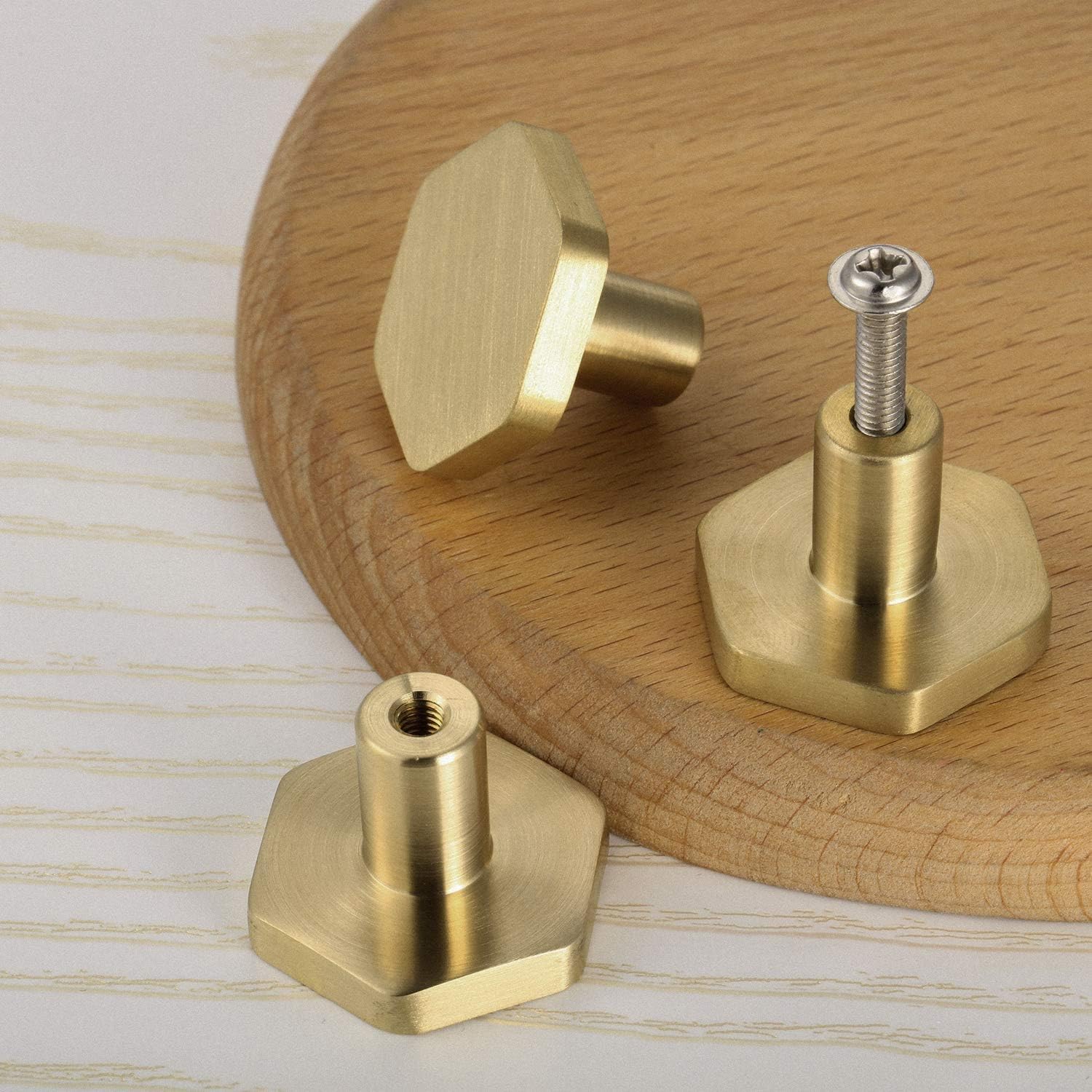 IME Drawer Knobs, Brass Cabinet Door Knobs Furniture Cupboard Pull Handle Wardrobe Dressers Knobs Hardware with Screw 3PCS [30X20MM] - Image 5