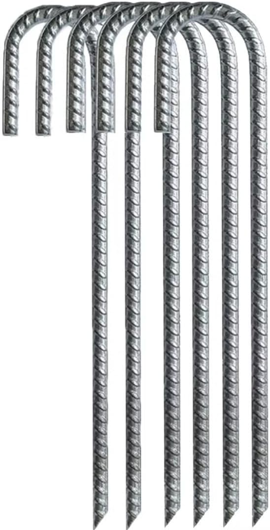 Ground Rebar Stakes Heavy Duty Steel Staples Anchors Garden Stake Pegs for Camping Tents Trampoline 12 inch, 6pack - Image 1