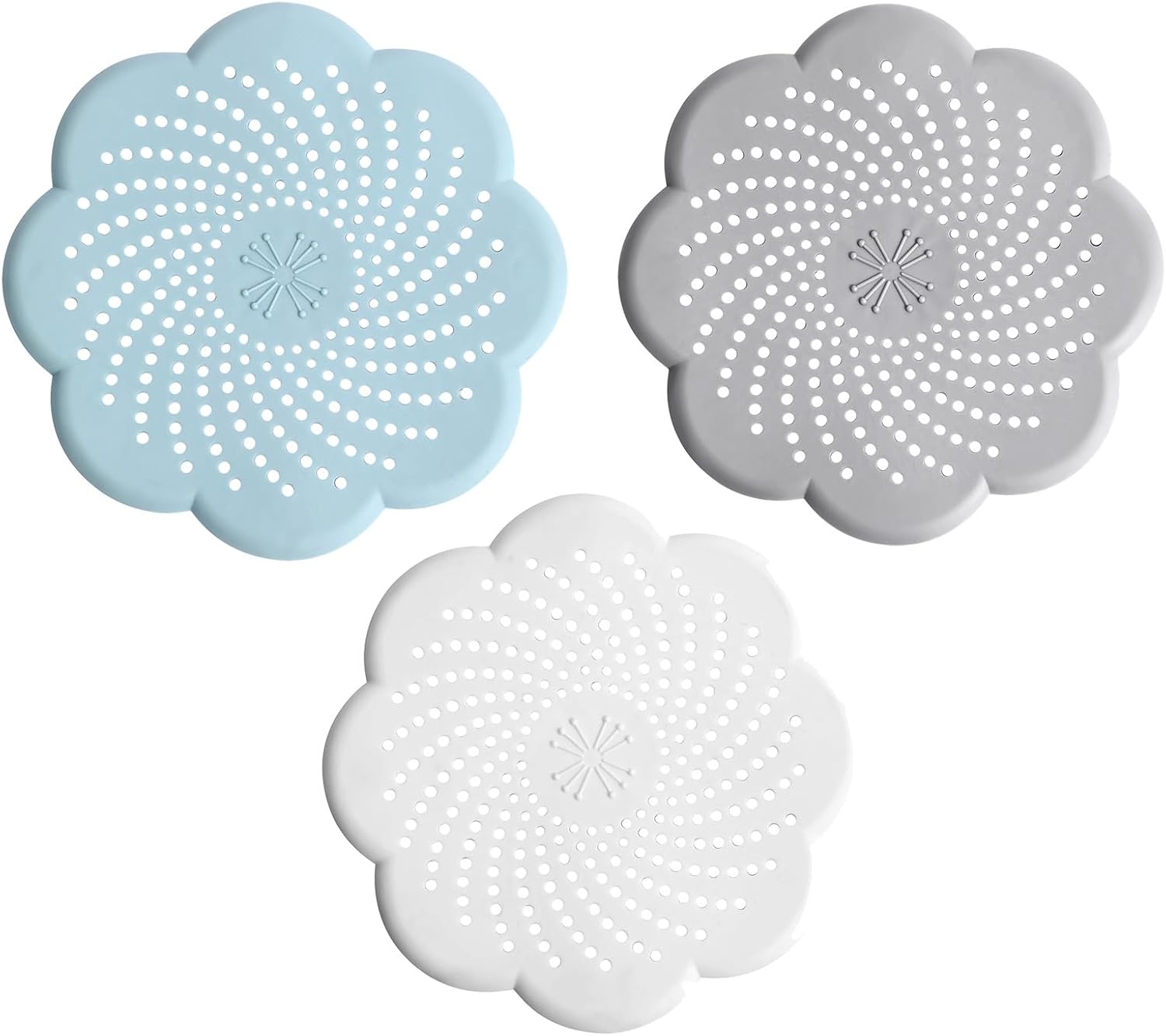 3 Pcs Shower Drain Covers Hair Catcher, 5.7 Inch Silicone Kitchen Sink Strainer Bathroom Shower Sink Stopper - Drain Cover Hair Trap, Filter for Kitchen Bathroom Tub - Image 1