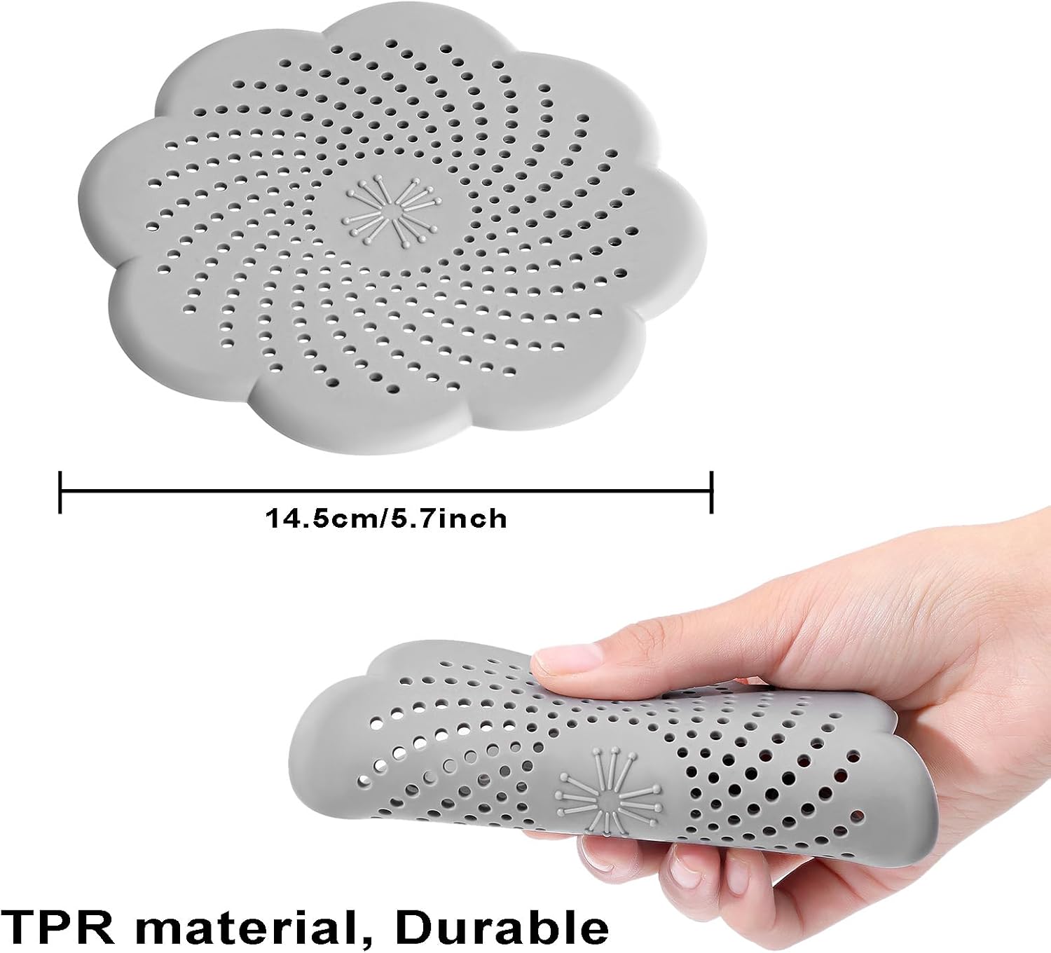 3 Pcs Shower Drain Covers Hair Catcher, 5.7 Inch Silicone Kitchen Sink Strainer Bathroom Shower Sink Stopper - Drain Cover Hair Trap, Filter for Kitchen Bathroom Tub - Image 2