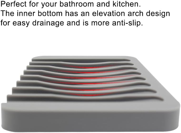 3 Pack Silicone Soap Dish Tray Holder Drainer, Soap Drainer Shower Waterfall for Bathroom and Kitchen, Keep Bars Dry Easy Cleaning (Grey+White+Pink) - Image 2