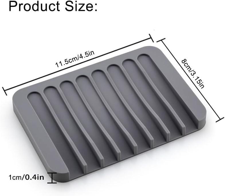 3 Pack Silicone Soap Dish Tray Holder Drainer, Soap Drainer Shower Waterfall for Bathroom and Kitchen, Keep Bars Dry Easy Cleaning (Grey+White+Pink) - Image 3