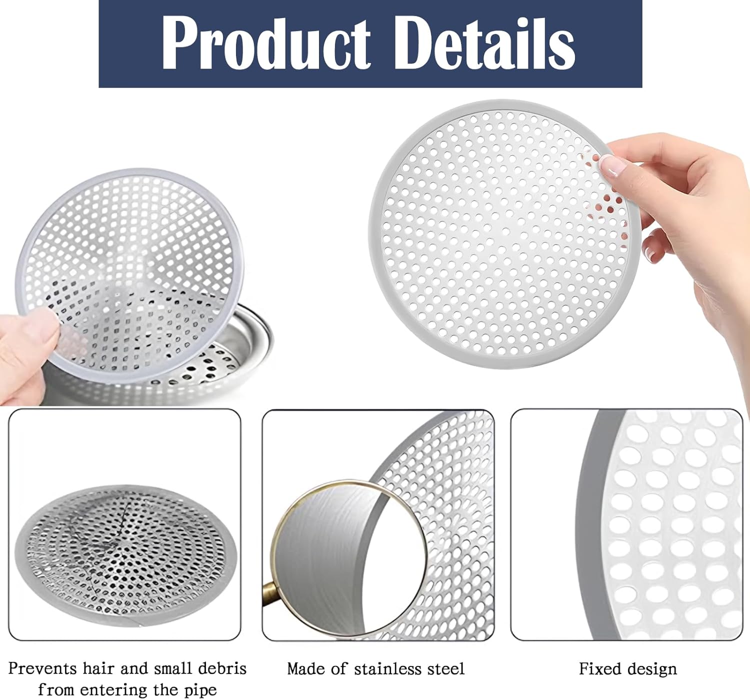 Shower Drain Hair Catcher, Stainless Steel Bathtub Shower Drain Hair Trap Strainer - Image 3