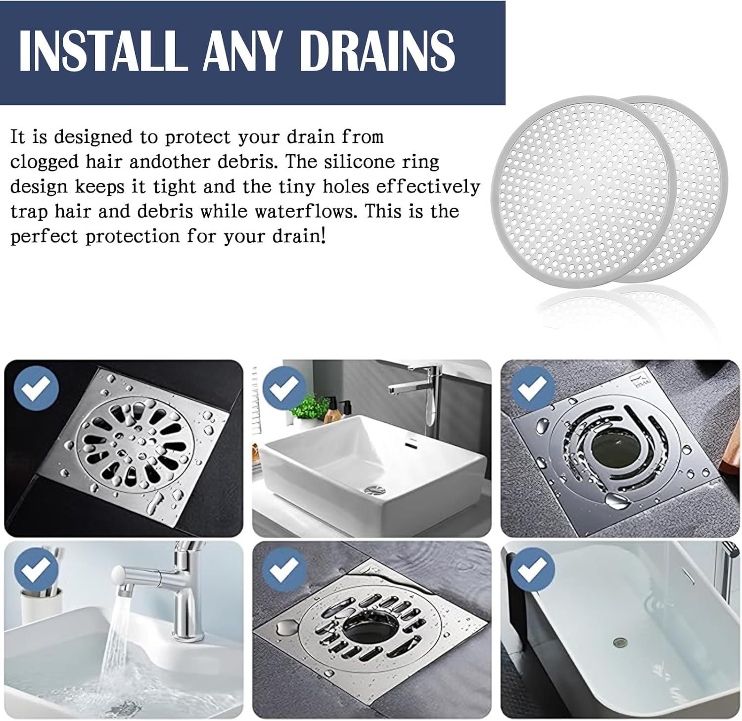 Shower Drain Hair Catcher, Stainless Steel Bathtub Shower Drain Hair Trap Strainer - Image 4
