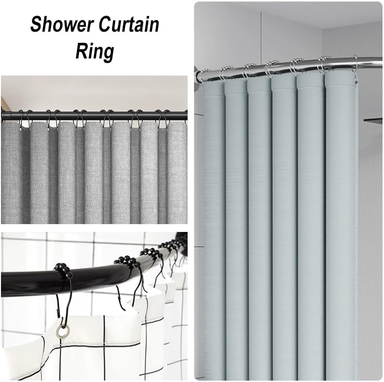 24 PCS Shower Curtain Ring Hooks, Stainless Steel Double Glide Bathtub Curtain Rings for Shower Curtain Rods - Image 2