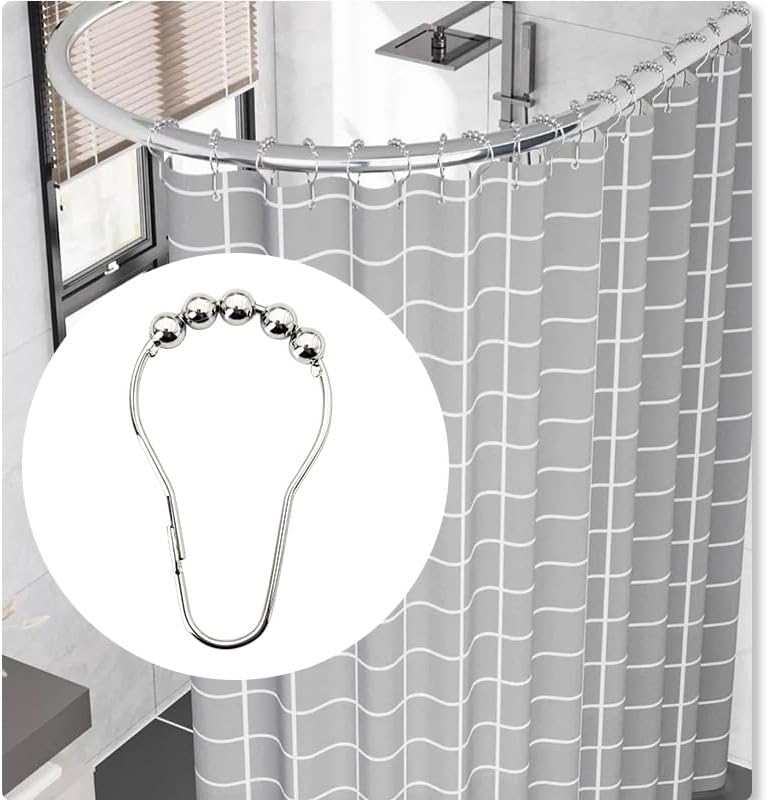 24 PCS Shower Curtain Ring Hooks, Stainless Steel Double Glide Bathtub Curtain Rings for Shower Curtain Rods - Image 5