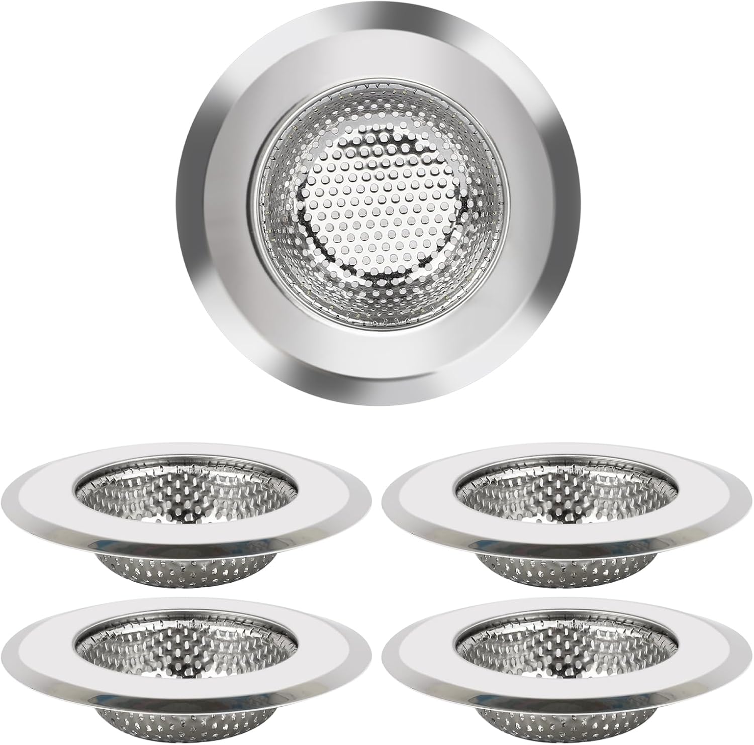 Kitchen Sink Strainer 5 Pcs, 4.5 Inch/11.5cm Stainless Steel Sink Drain Strainer Kit Food Catcher for Kitchen Sink - Image 1