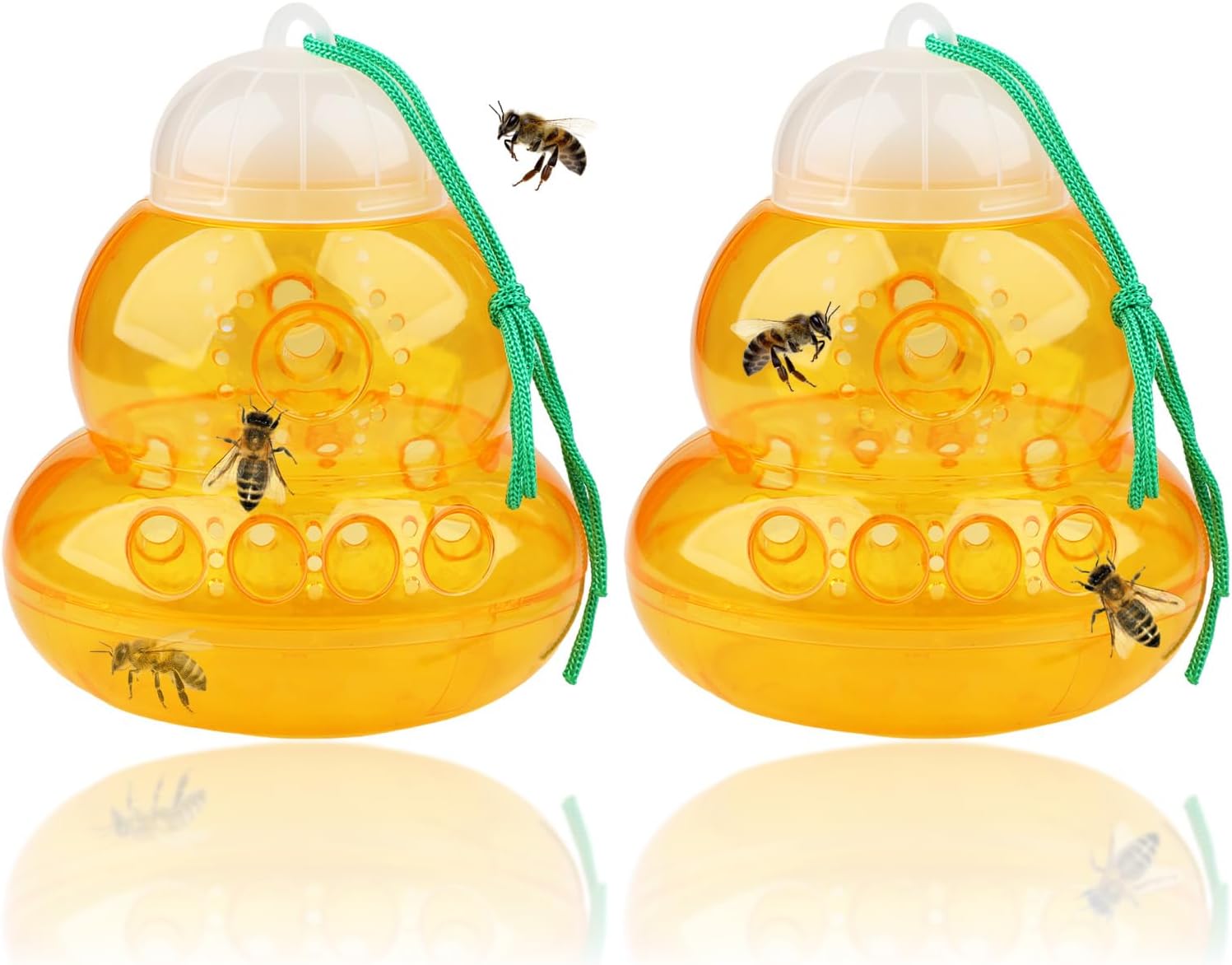 2 Pack Wasp Trap Hornets, Yellow Jackets Wasp Repellent, Hornet Trap, Bee Traps Wasps, Wasp Traps for Outdoors, Effective and Reusable, Safe and Natural, No Bottom Seam - Image 1