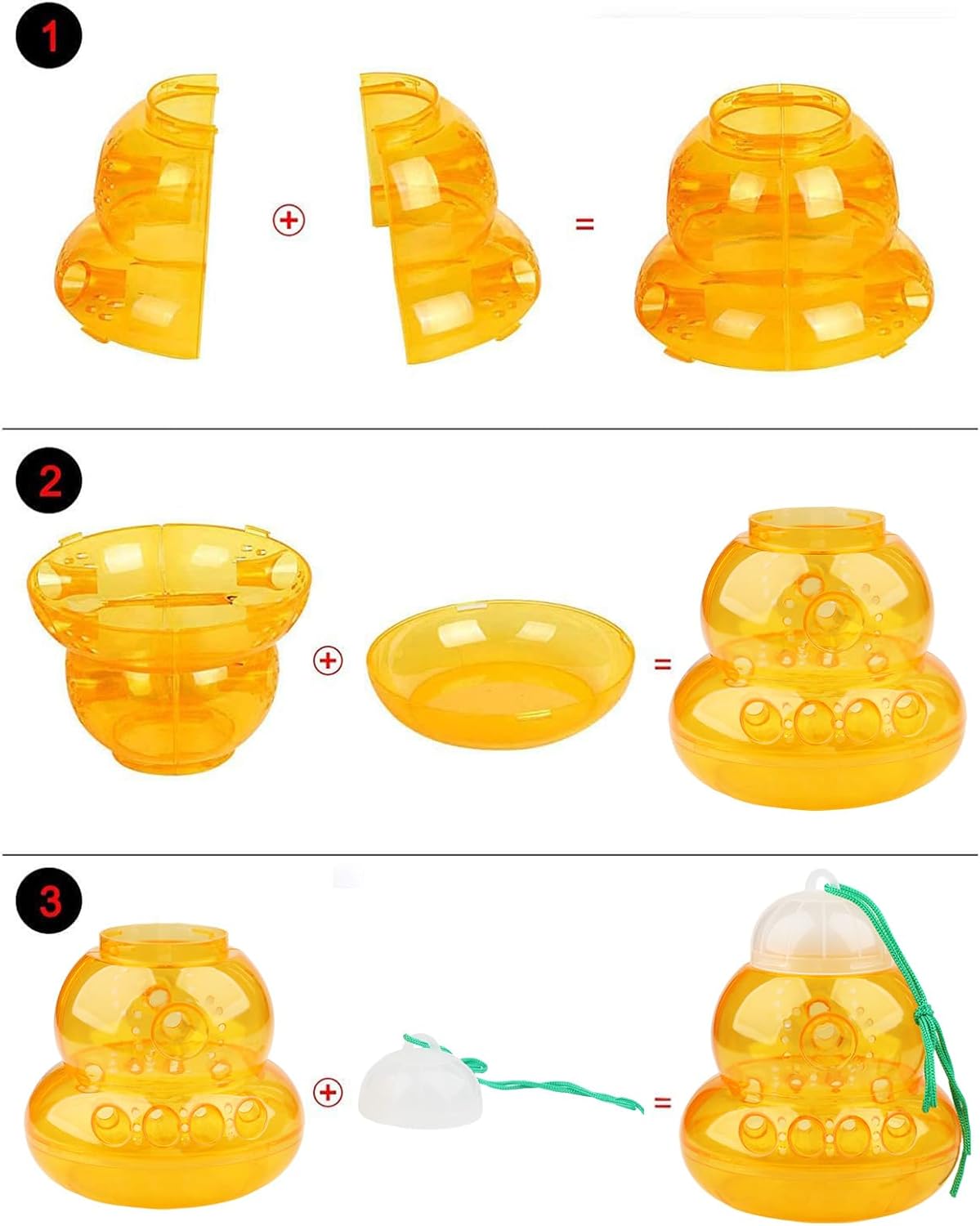 2 Pack Wasp Trap Hornets, Yellow Jackets Wasp Repellent, Hornet Trap, Bee Traps Wasps, Wasp Traps for Outdoors, Effective and Reusable, Safe and Natural, No Bottom Seam - Image 4