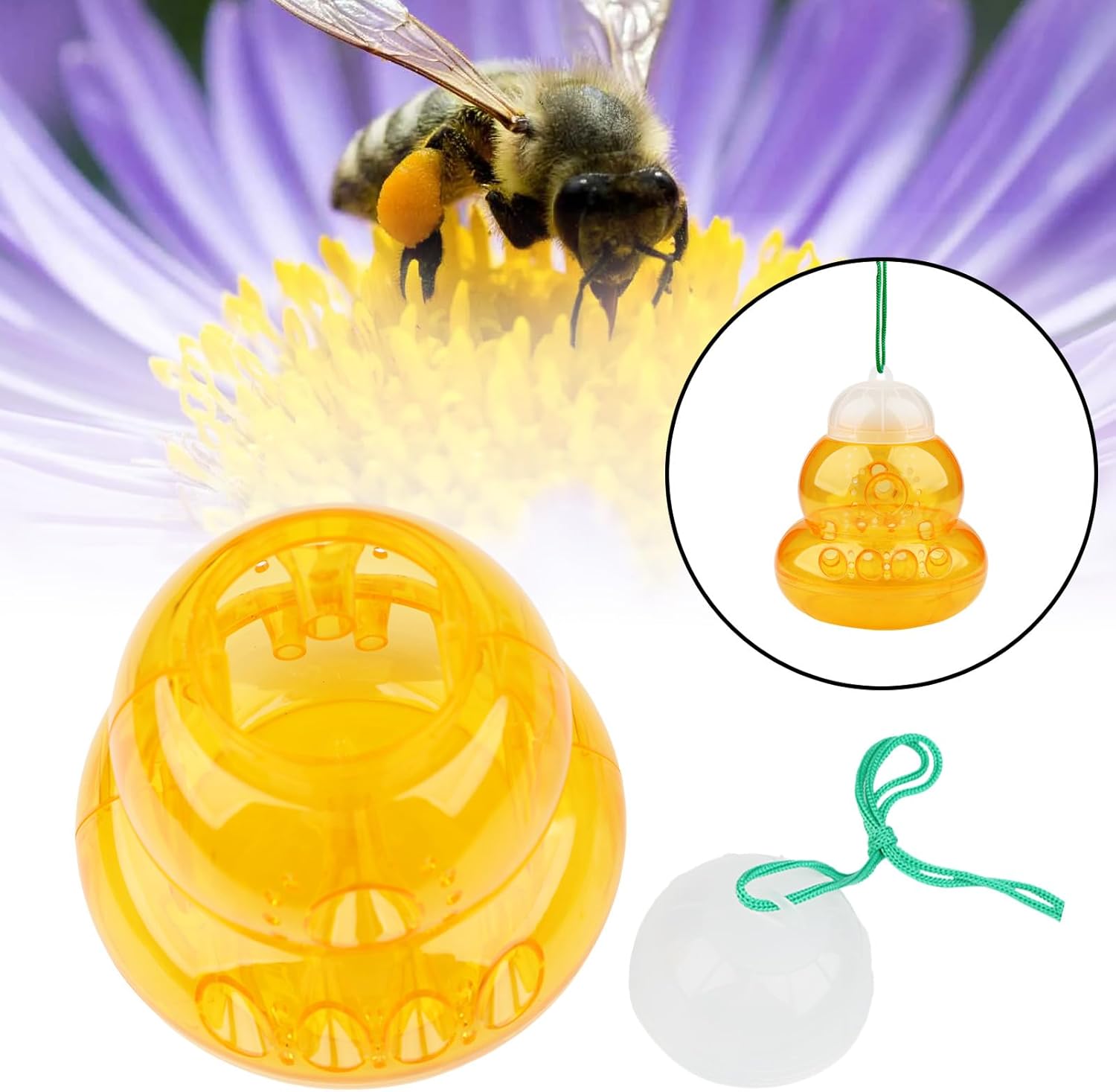 2 Pack Wasp Trap Hornets, Yellow Jackets Wasp Repellent, Hornet Trap, Bee Traps Wasps, Wasp Traps for Outdoors, Effective and Reusable, Safe and Natural, No Bottom Seam - Image 5