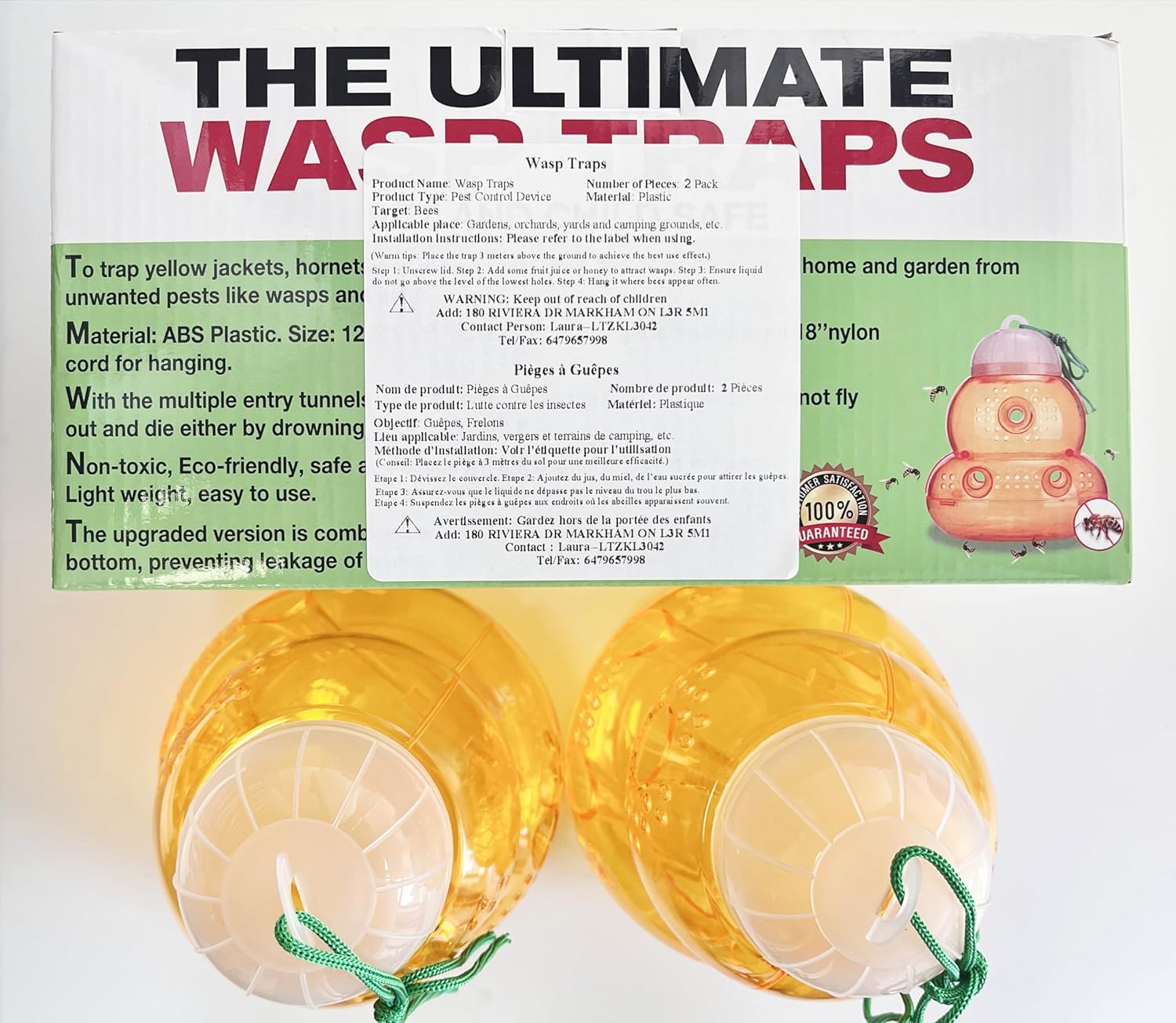 2 Pack Wasp Trap Hornets, Yellow Jackets Wasp Repellent, Hornet Trap, Bee Traps Wasps, Wasp Traps for Outdoors, Effective and Reusable, Safe and Natural, No Bottom Seam - Image 8