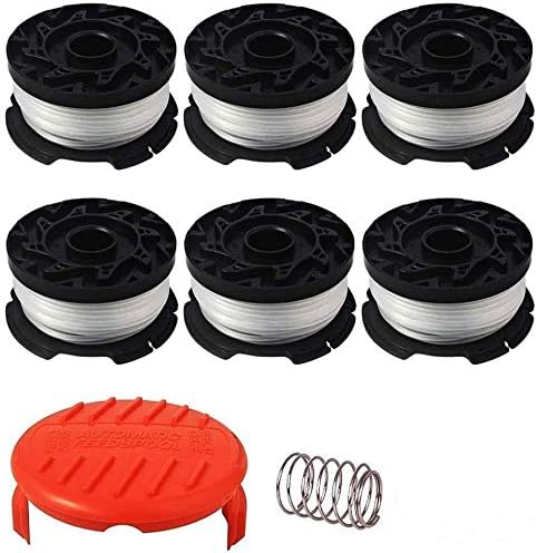 AF-100 String Trimmer Line Replacement - 30ft 0.065 Compatible With Black + Decker Autofeed System - Durable Line (6 Replacement Spools, 1 Cap, 1 Spring) - Image 1