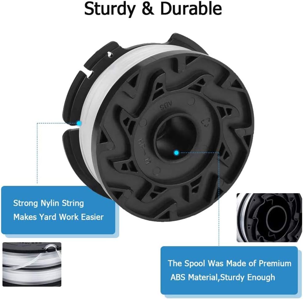 AF-100 String Trimmer Line Replacement - 30ft 0.065 Compatible With Black + Decker Autofeed System - Durable Line (6 Replacement Spools, 1 Cap, 1 Spring) - Image 3