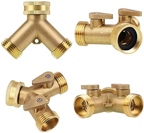 2 Way Heavy Duty Brass Garden Hose Connector Tap Splitter for Lawn and Garden - Outlet Splitter, Hose Splitter, Hose Spigot Adapter with 2 Valves, Plus 4 Extra Rubber Washers - Image 4