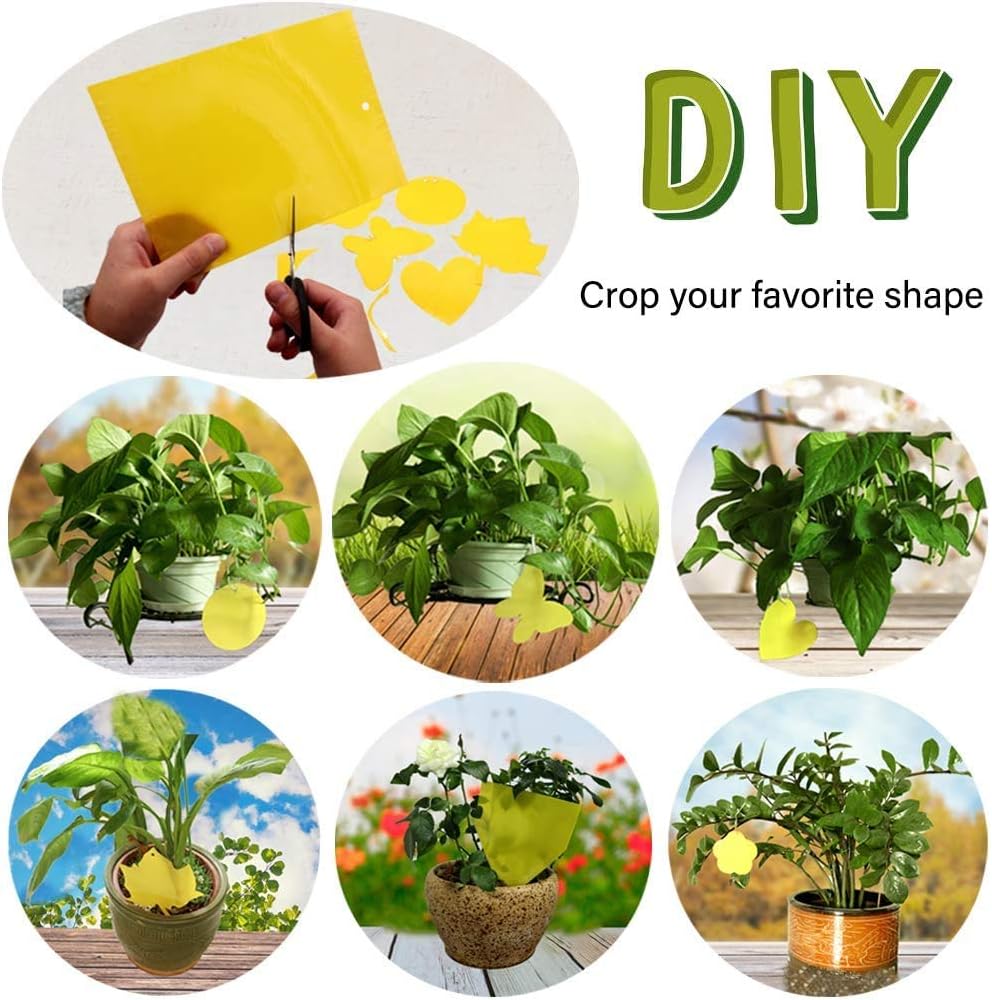 Dual-Sided Yellow Sticky Traps for Capturing Flying Plant Insects Like Fungus Gnats, Flying Aphid, Whiteflies, Leaf Miners, Other Flying Plant Insects (6x10 Inches, Twist Ties Included) (60-Pack) - Image 2