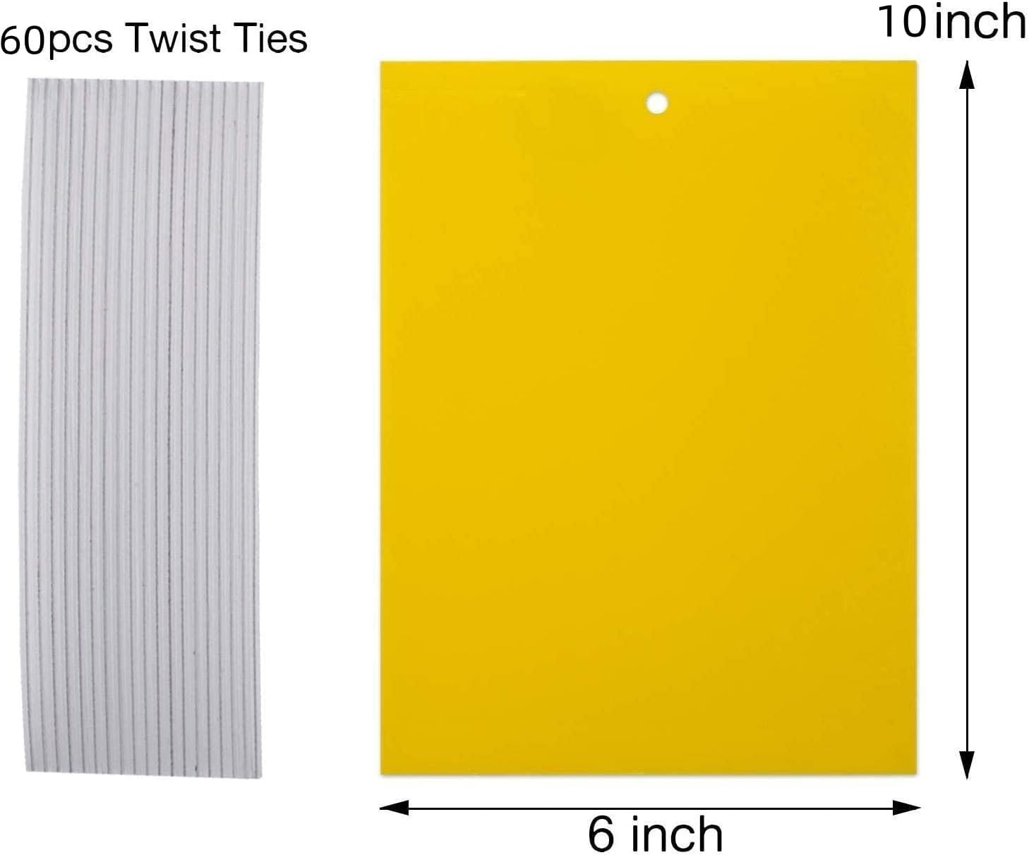Dual-Sided Yellow Sticky Traps for Capturing Flying Plant Insects Like Fungus Gnats, Flying Aphid, Whiteflies, Leaf Miners, Other Flying Plant Insects (6x10 Inches, Twist Ties Included) (60-Pack) - Image 3