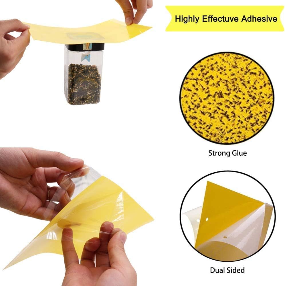 Dual-Sided Yellow Sticky Traps for Capturing Flying Plant Insects Like Fungus Gnats, Flying Aphid, Whiteflies, Leaf Miners, Other Flying Plant Insects (6x10 Inches, Twist Ties Included) (60-Pack) - Image 4