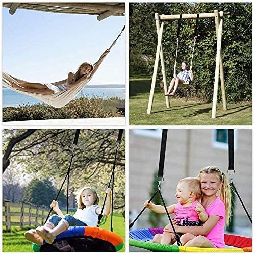 Tree Swing Straps Hanging Kit Holds 2200 lbs, 5FT Swing Straps 2 Pack Tree Protector Mats with 2 Safety Heavy Duty Carabiner & 1 Stainless Steel Swivel, Carry Bag Included, Perfect for Hammocks & Most Swing Seats - Image 5