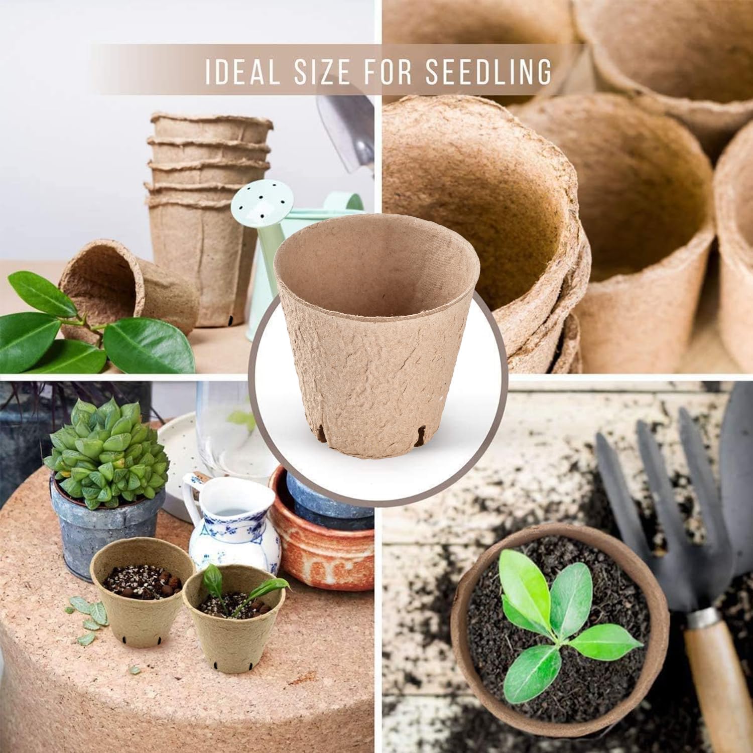 100PCS 8CM Seed Starter Pots, Seed Starter Kit, Transplant Seedlings Pots, Organic Biodegradable Pots for Plant Starters, Seedlings, Saplings, Flowers, Vegetables, with Bonus 100 Plastic Plant Markers - Image 5